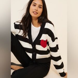 Anthropologie - Heart Striped Cardigan Sweater by RD Style